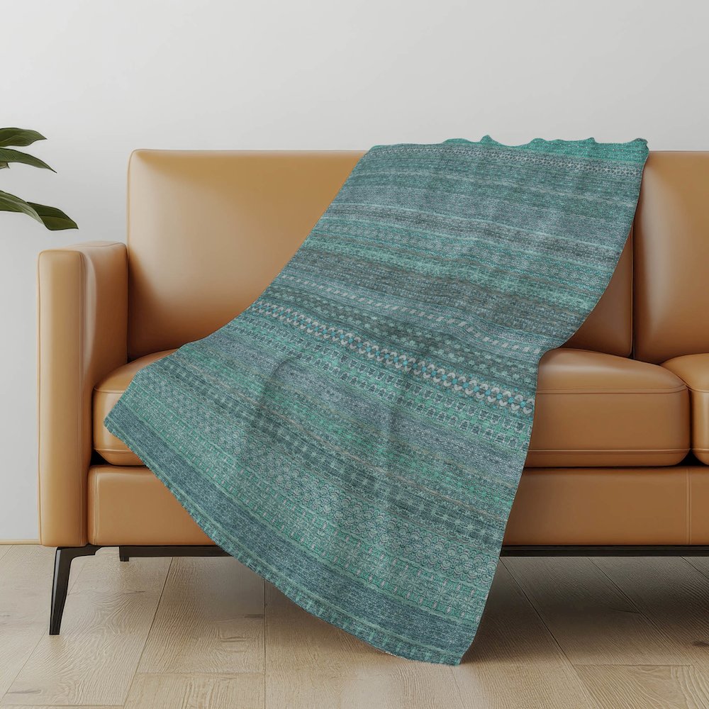 Premium Machine Washable ASB527 Turquoise 50" x 70" Sherpa Throw Blanket