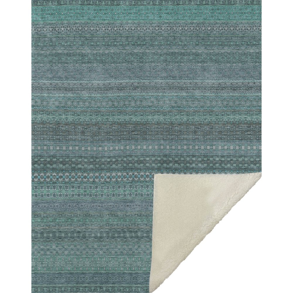 Premium Machine Washable ASB527 Turquoise 50" x 70" Sherpa Throw Blanket