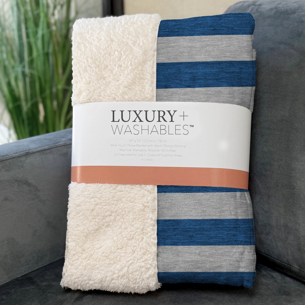 Premium Machine Washable ASB530 Blue 50" x 70" Sherpa Throw Blanket