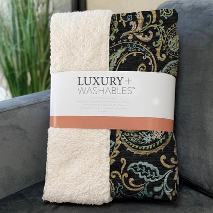Premium Machine Washable ASB533 Black 50" x 70" Sherpa Throw Blanket