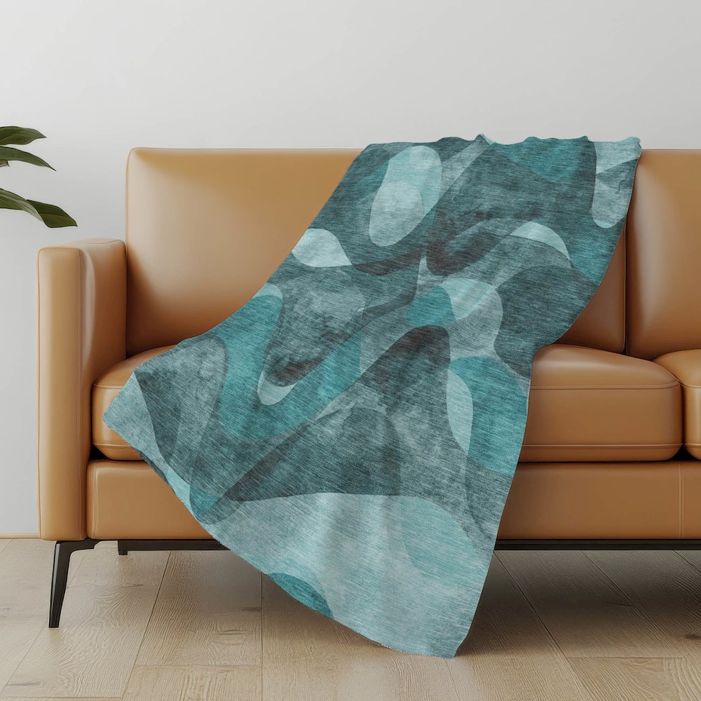 Premium Machine Washable ASB536 Teal 50" x 70" Sherpa Throw Blanket
