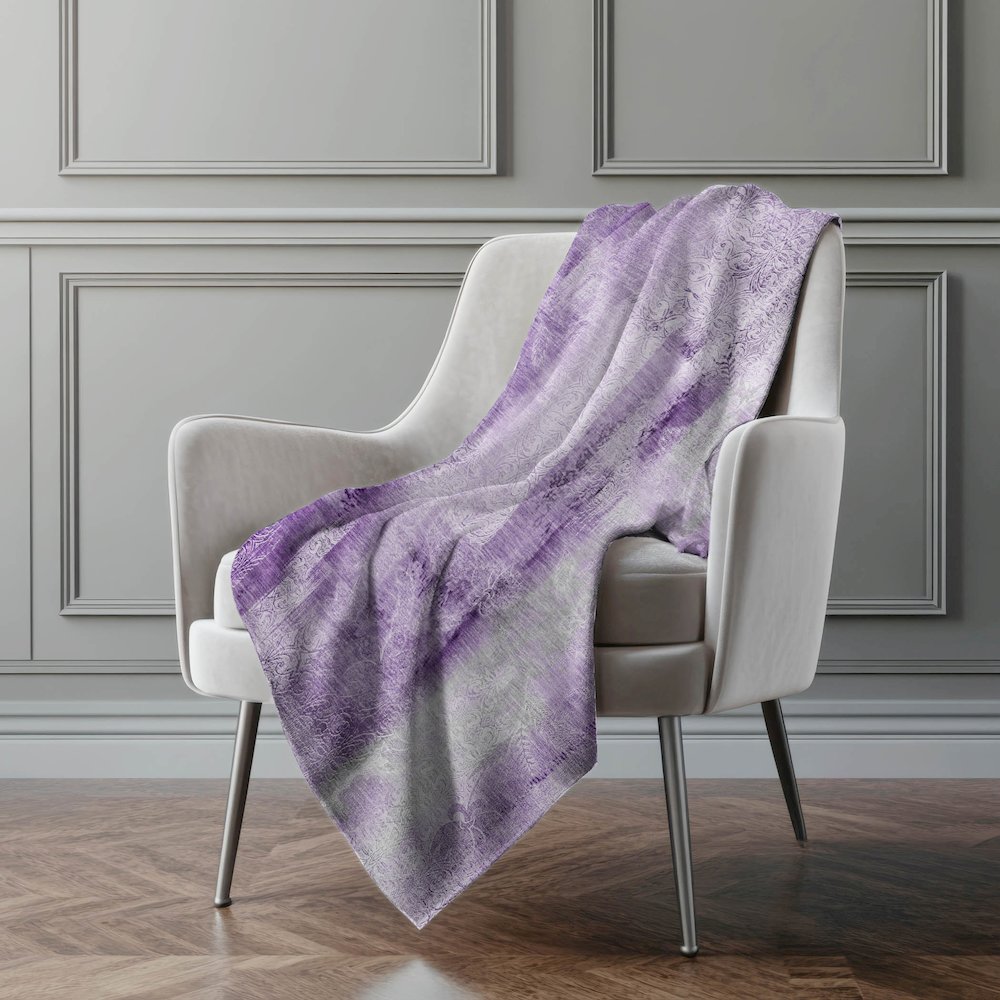 Premium Machine Washable ASB537 Purple 50" x 70" Sherpa Throw Blanket