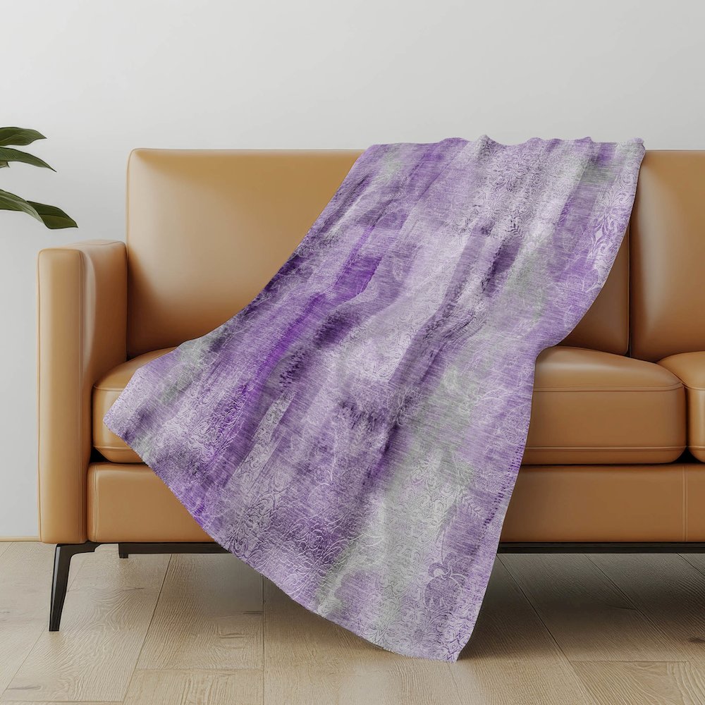 Premium Machine Washable ASB537 Purple 50" x 70" Sherpa Throw Blanket