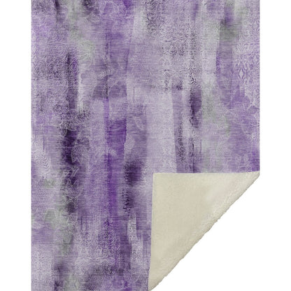 Premium Machine Washable ASB537 Purple 50" x 70" Sherpa Throw Blanket