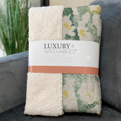 Premium Machine Washable ASB538 Green 50" x 70" Sherpa Throw Blanket