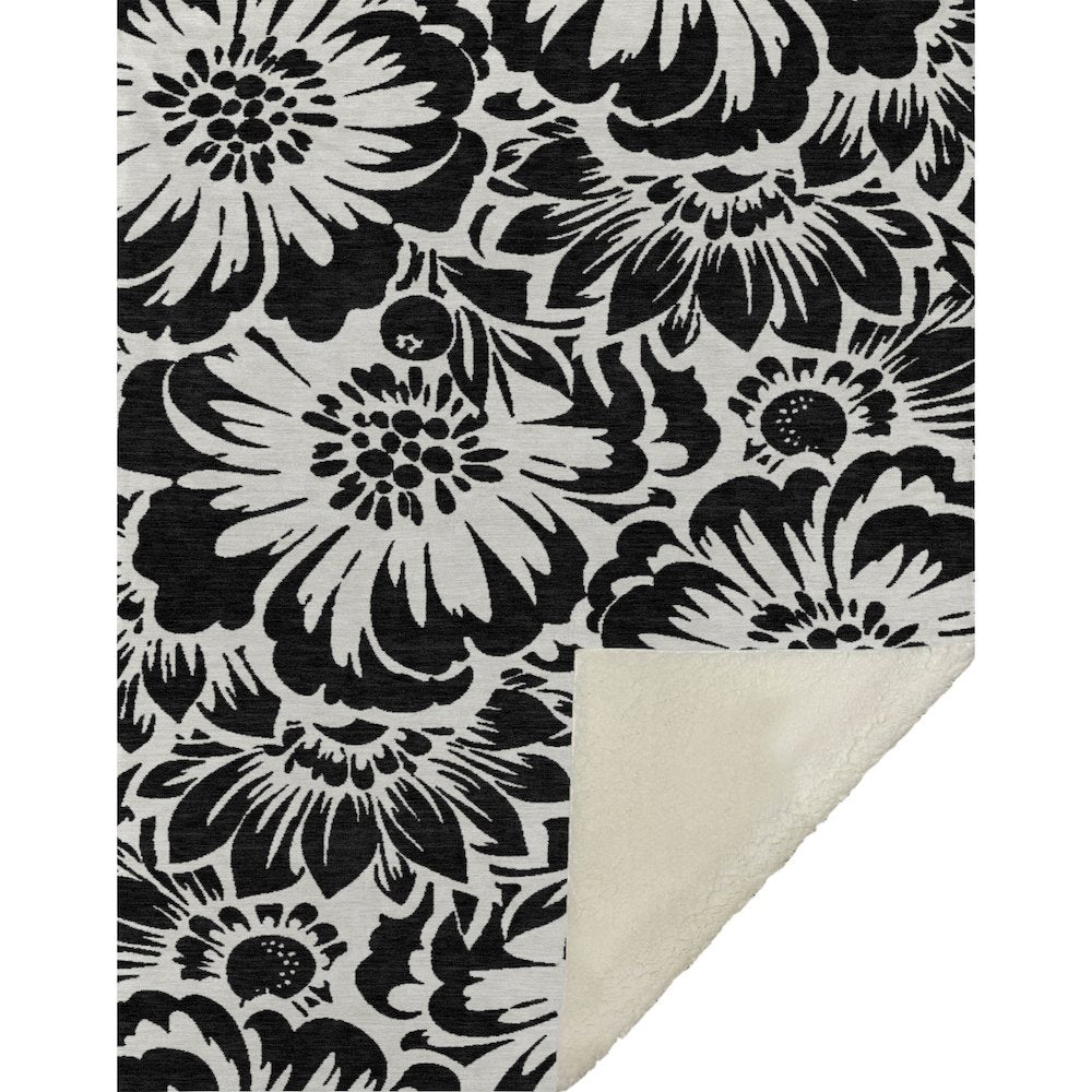 Premium Machine Washable ASB551 Black 50" x 70" Sherpa Throw Blanket