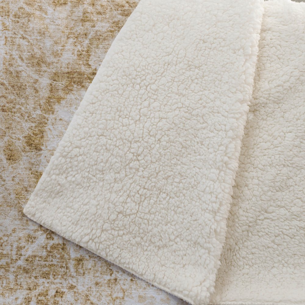 Premium Machine Washable ASB553 Beige 50" x 70" Sherpa Throw Blanket