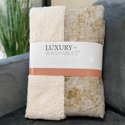Premium Machine Washable ASB553 Beige 50" x 70" Sherpa Throw Blanket