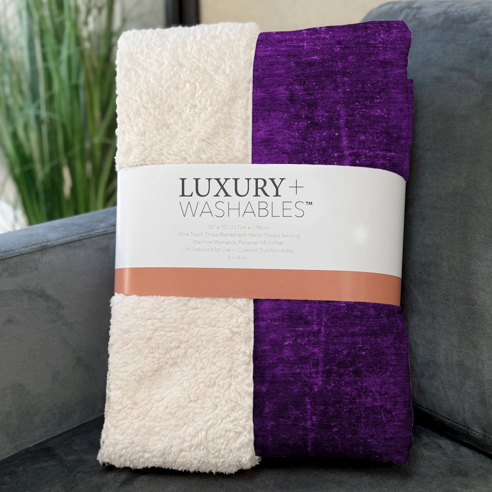 Premium Machine Washable ASB554 Purple 50" x 70" Sherpa Throw Blanket