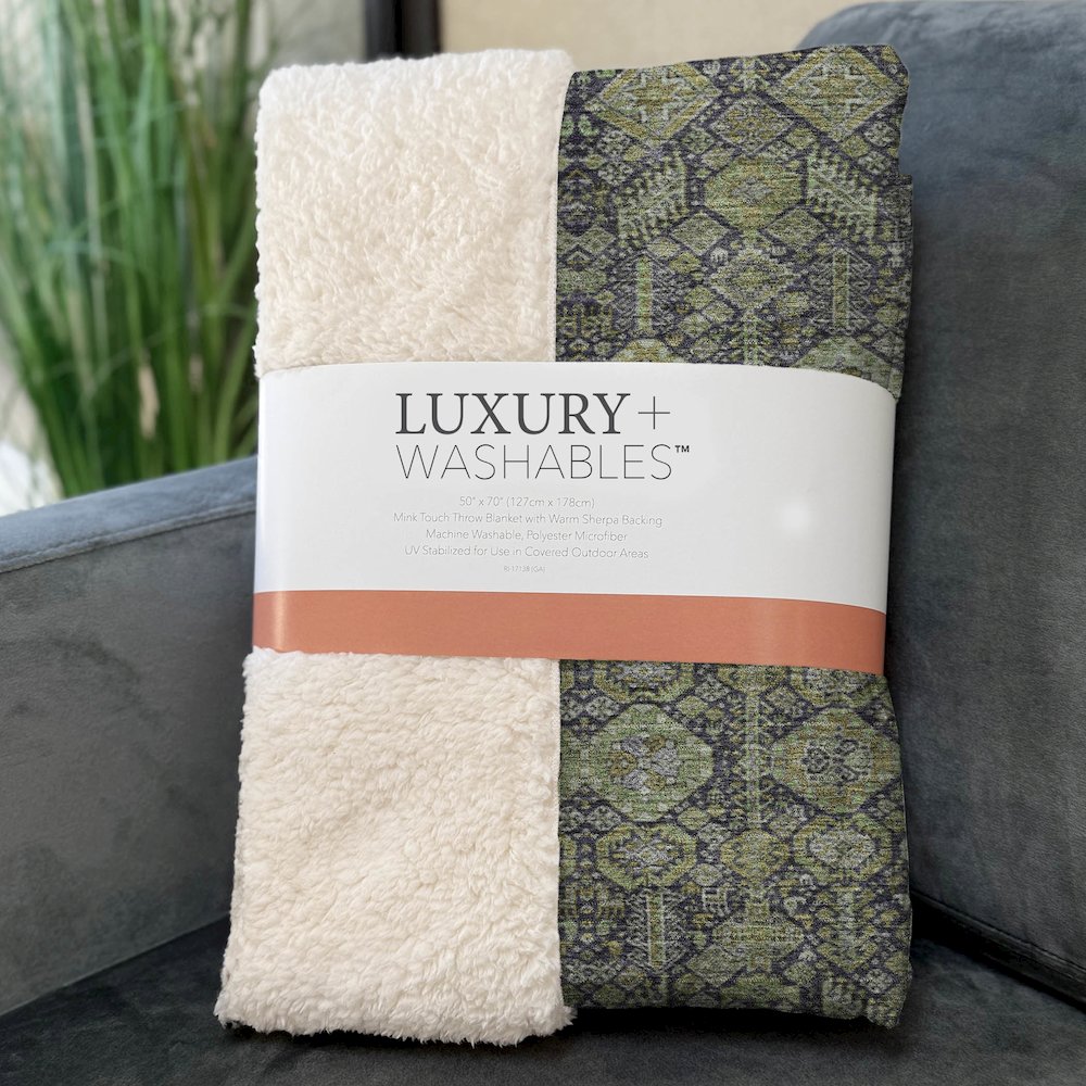 Premium Machine Washable ASB574 Green 50" x 70" Sherpa Throw Blanket