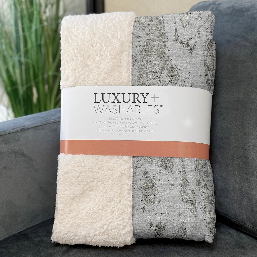 Premium Machine Washable ASB579 Ivory 50" x 70" Sherpa Throw Blanket