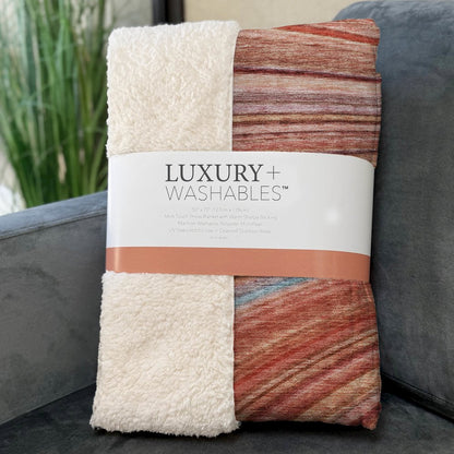 Premium Machine Washable ASB585 Terracotta 50" x 70" Sherpa Throw Blanket