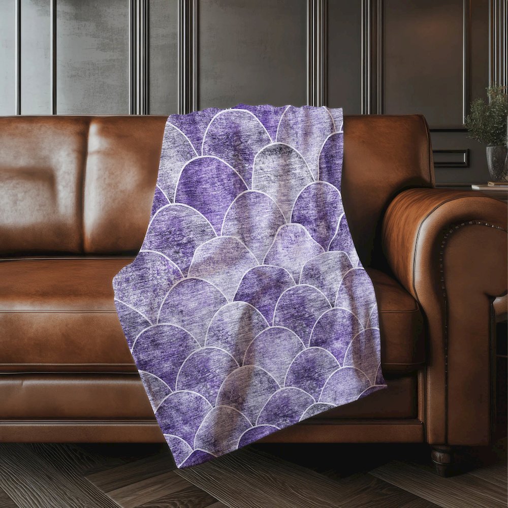 Premium Machine Washable ASB594 Purple 50" x 70" Sherpa Throw Blanket