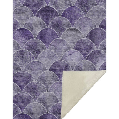 Premium Machine Washable ASB594 Purple 50" x 70" Sherpa Throw Blanket