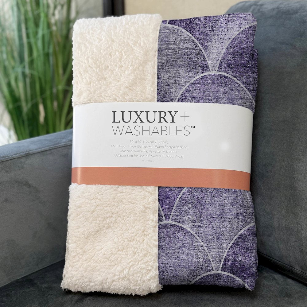 Premium Machine Washable ASB594 Purple 50" x 70" Sherpa Throw Blanket