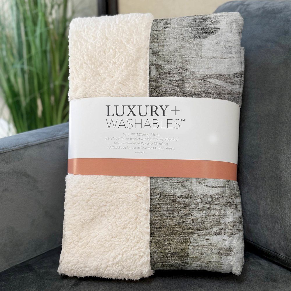 Premium Machine Washable ASB597 Taupe 50" x 70" Sherpa Throw Blanket