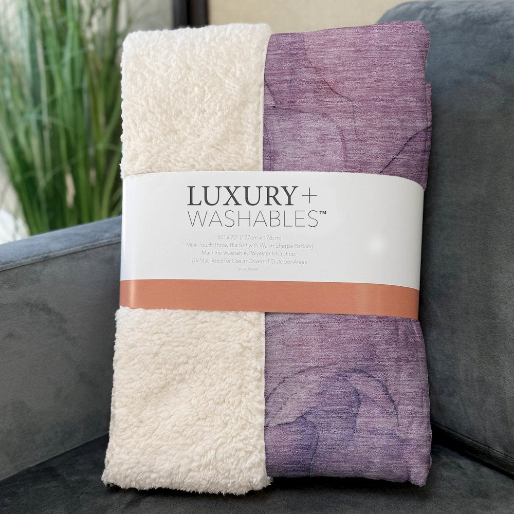 Premium Machine Washable ASB607 Purple 50" x 70" Sherpa Throw Blanket