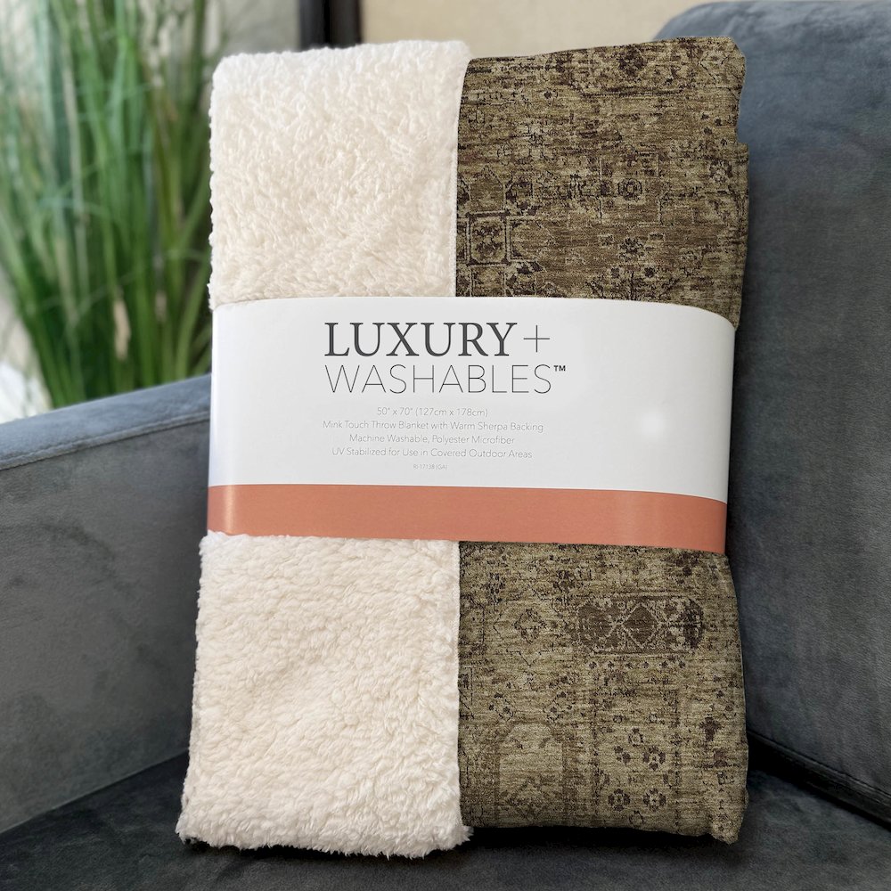 Premium Machine Washable ASB611 Mocha 50" x 70" Sherpa Throw Blanket
