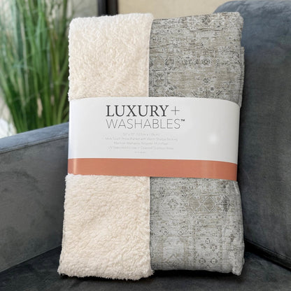 Premium Machine Washable ASB611 Taupe 50" x 70" Sherpa Throw Blanket