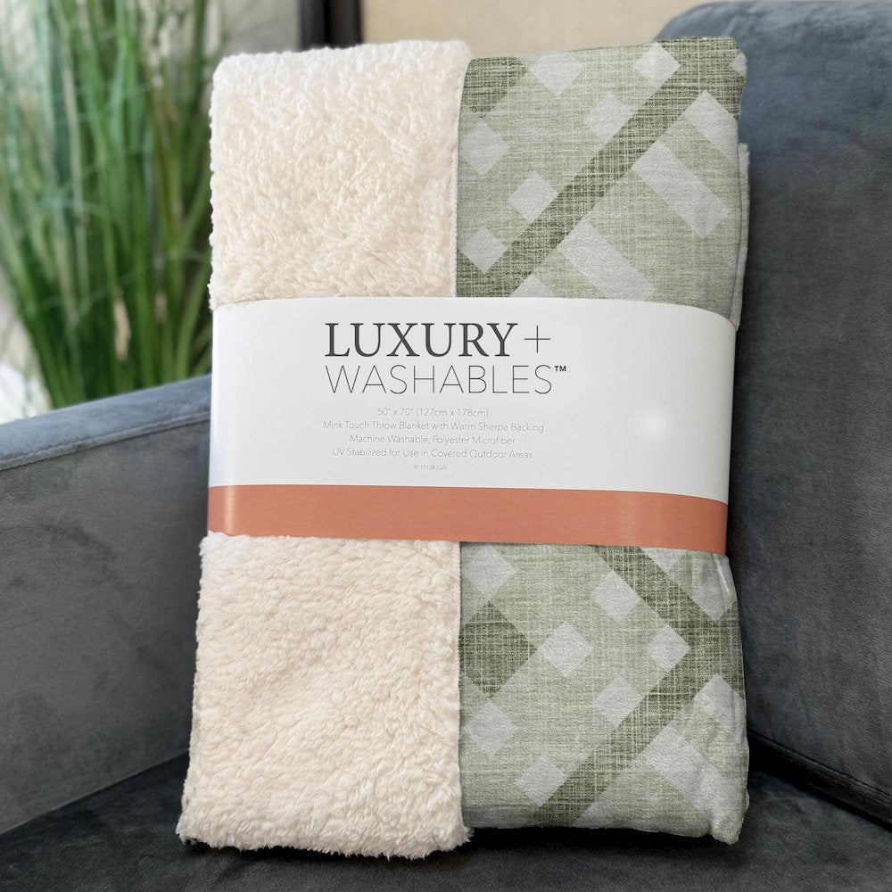 Premium Machine Washable ASB616 Aloe 50" x 70" Sherpa Throw Blanket