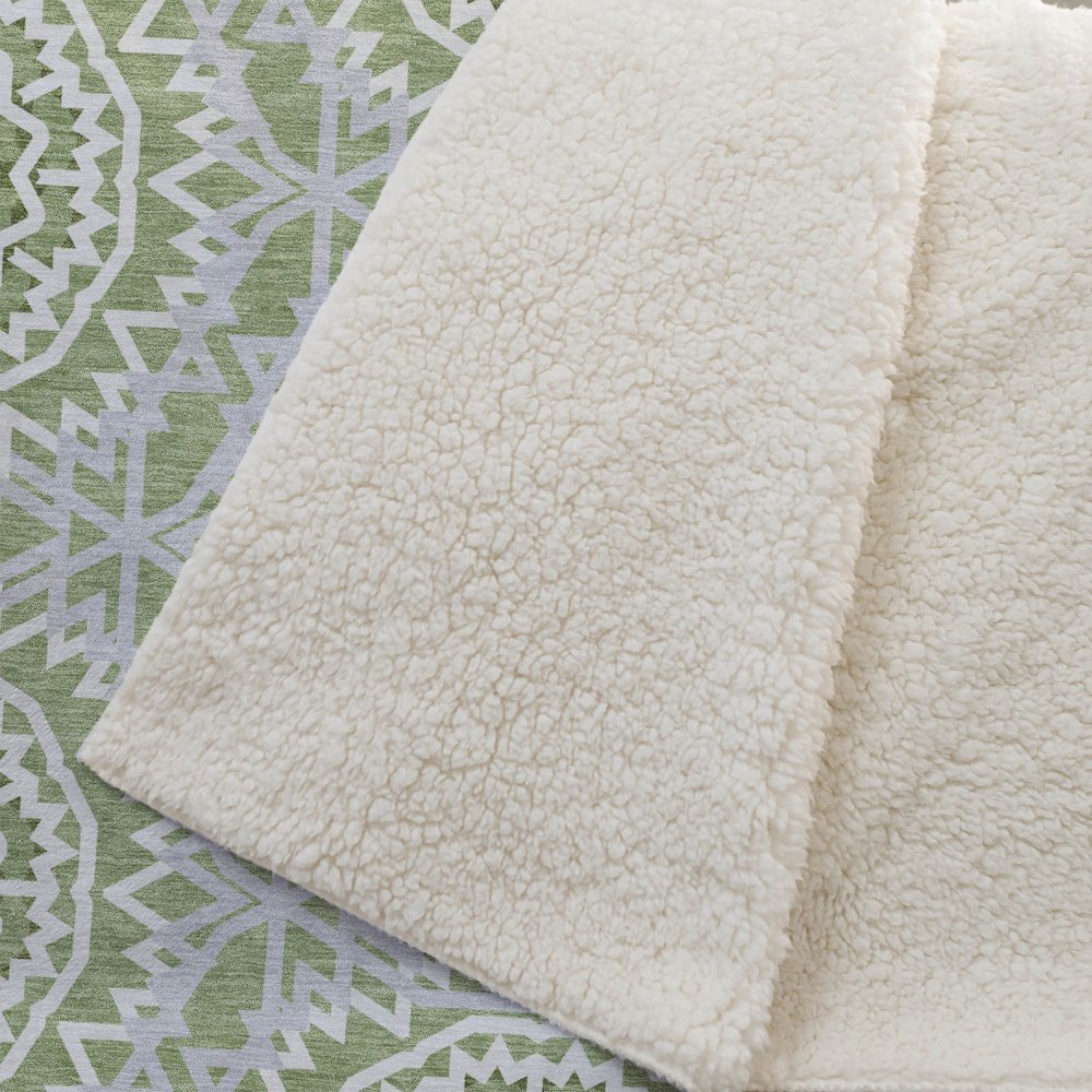 Premium Machine Washable ASB619 Green 50" x 70" Sherpa Throw Blanket