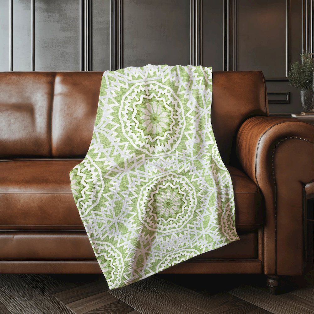 Premium Machine Washable ASB619 Green 50" x 70" Sherpa Throw Blanket