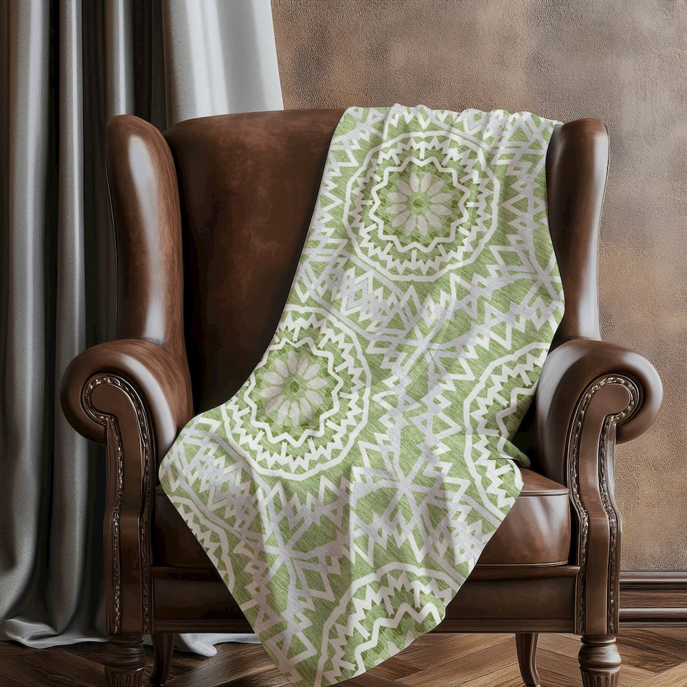 Premium Machine Washable ASB619 Green 50" x 70" Sherpa Throw Blanket