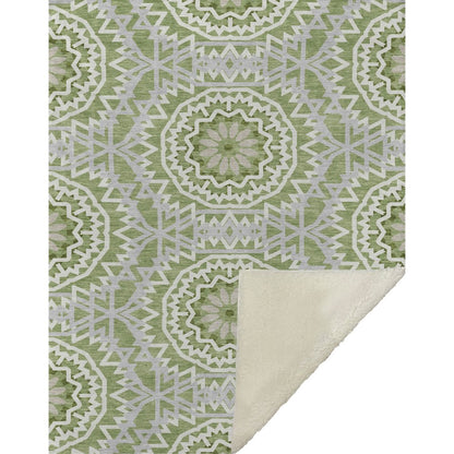 Premium Machine Washable ASB619 Green 50" x 70" Sherpa Throw Blanket