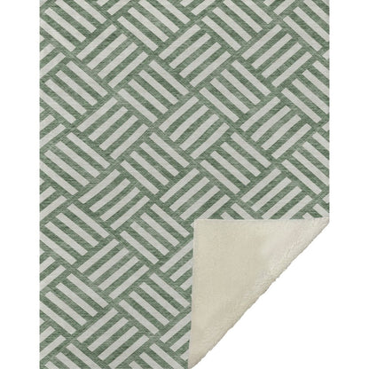 Premium Machine Washable ASB620 Green 50" x 70" Sherpa Throw Blanket