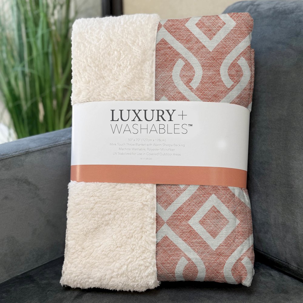 Premium Machine Washable ASB621 Salmon 50" x 70" Sherpa Throw Blanket