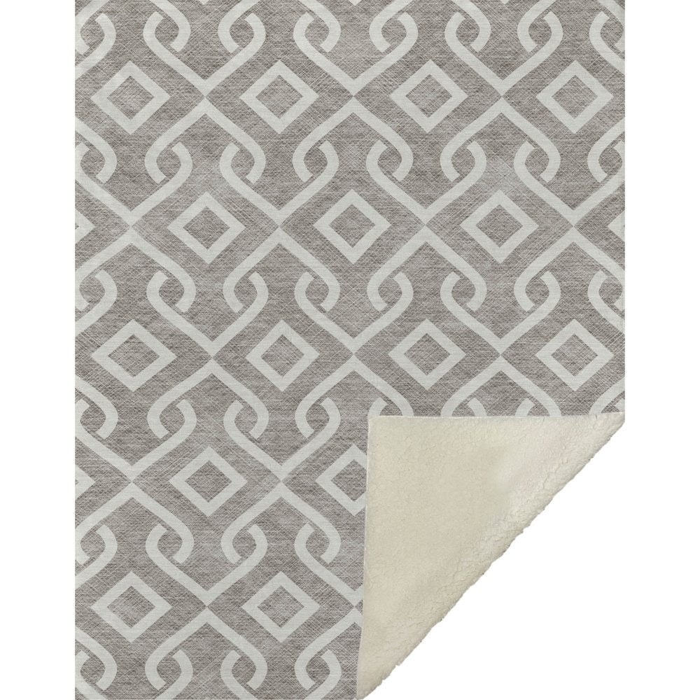 Premium Machine Washable ASB621 Taupe 50" x 70" Sherpa Throw Blanket