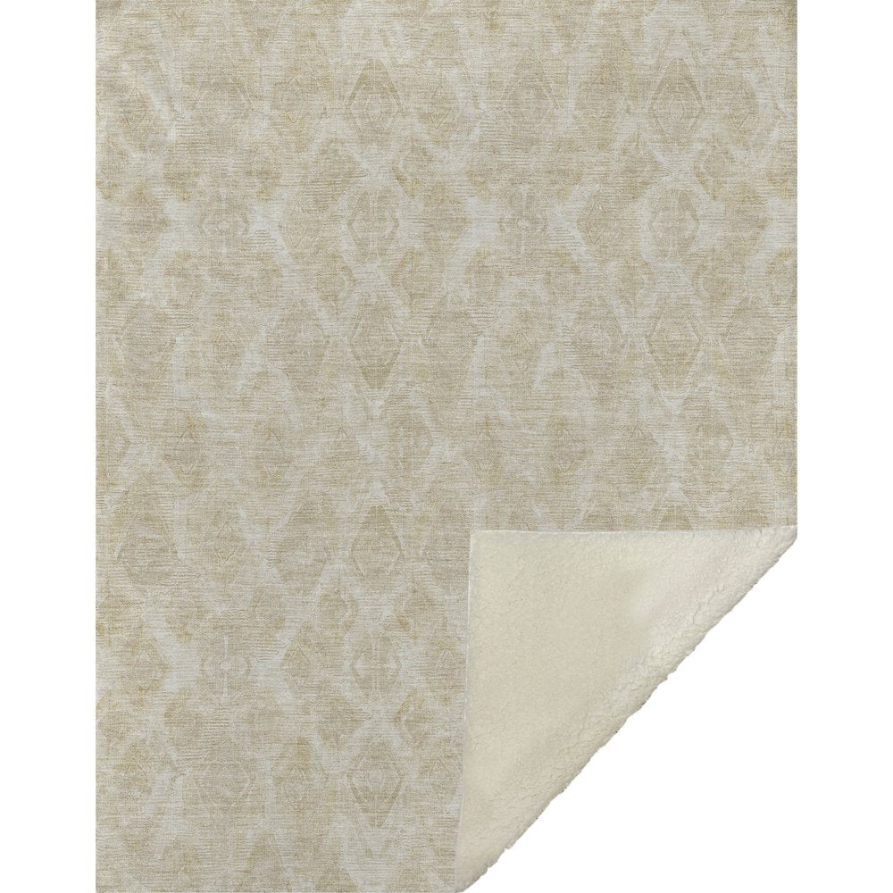 Premium Machine Washable ASB622 Beige 50" x 70" Sherpa Throw Blanket