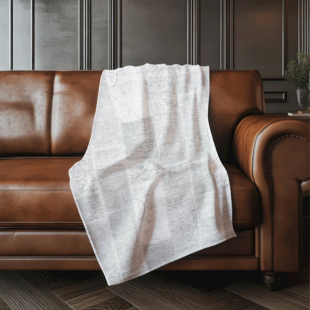 Premium Machine Washable ASB631 Silver 50" x 70" Sherpa Throw Blanket