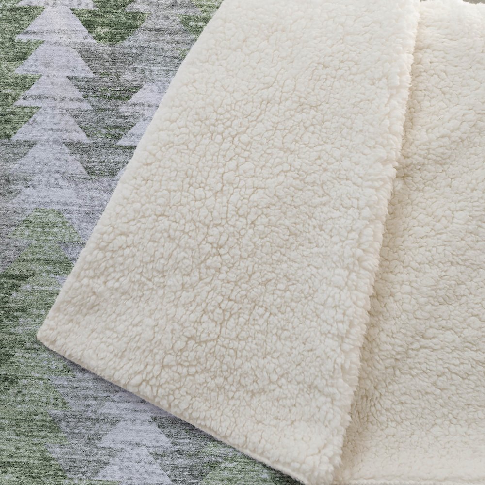 Premium Machine Washable ASB632 Green 50" x 70" Sherpa Throw Blanket