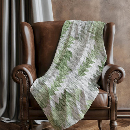 Premium Machine Washable ASB632 Green 50" x 70" Sherpa Throw Blanket