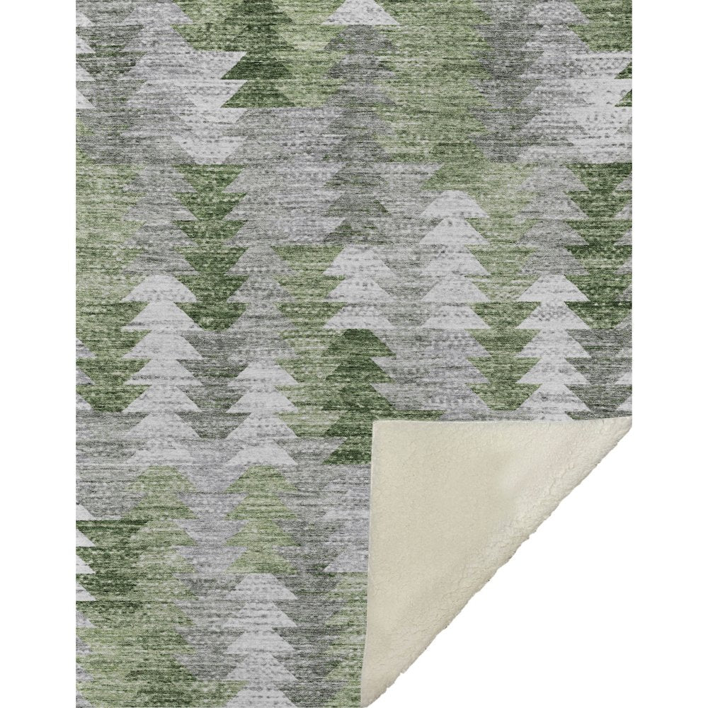 Premium Machine Washable ASB632 Green 50" x 70" Sherpa Throw Blanket