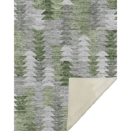 Premium Machine Washable ASB632 Green 50" x 70" Sherpa Throw Blanket