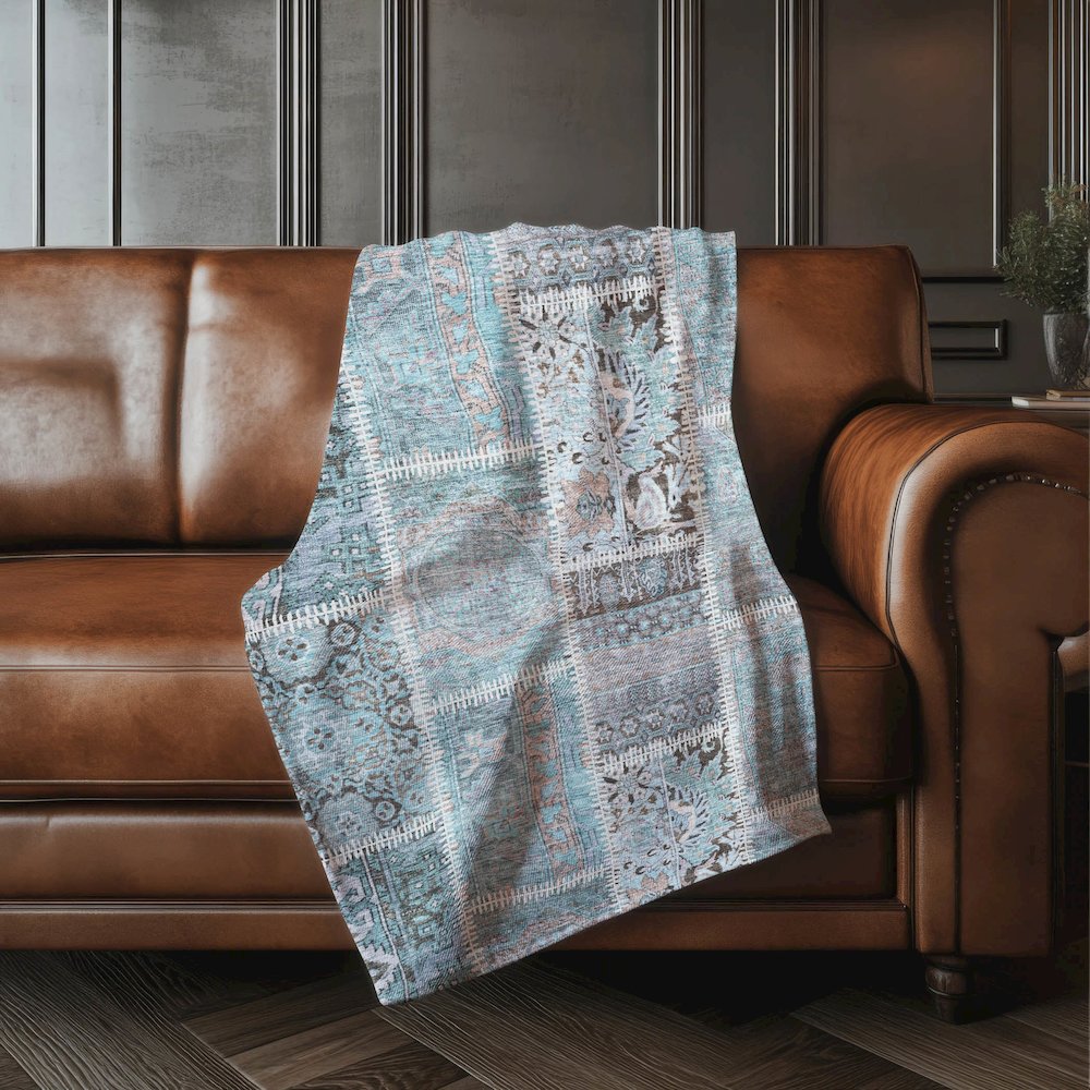 Premium Machine Washable ASB635 Teal 50" x 70" Sherpa Throw Blanket