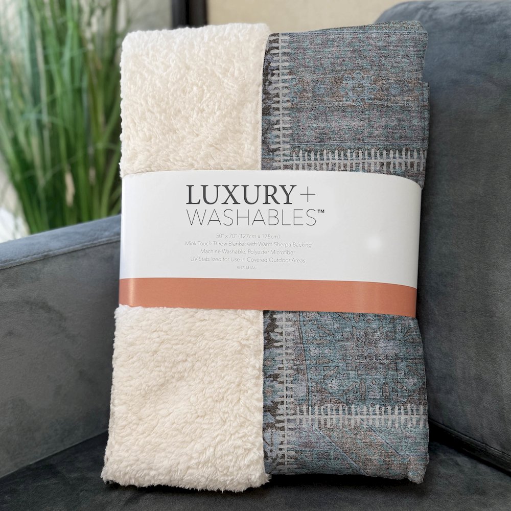 Premium Machine Washable ASB635 Teal 50" x 70" Sherpa Throw Blanket