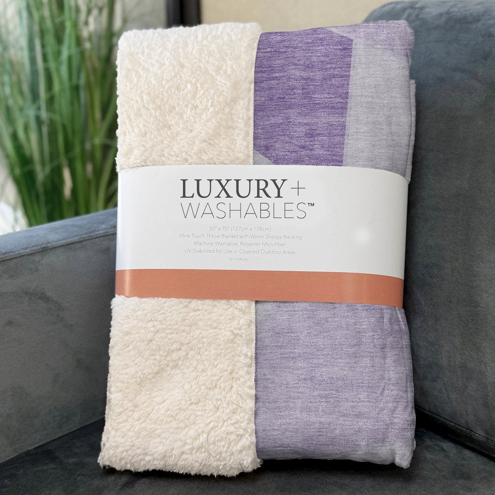 Premium Machine Washable ASB636 Lilac 50" x 70" Sherpa Throw Blanket