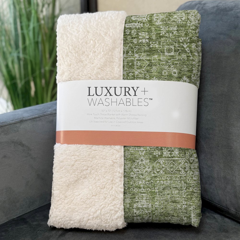 Premium Machine Washable ASB637 Aloe 50" x 70" Sherpa Throw Blanket