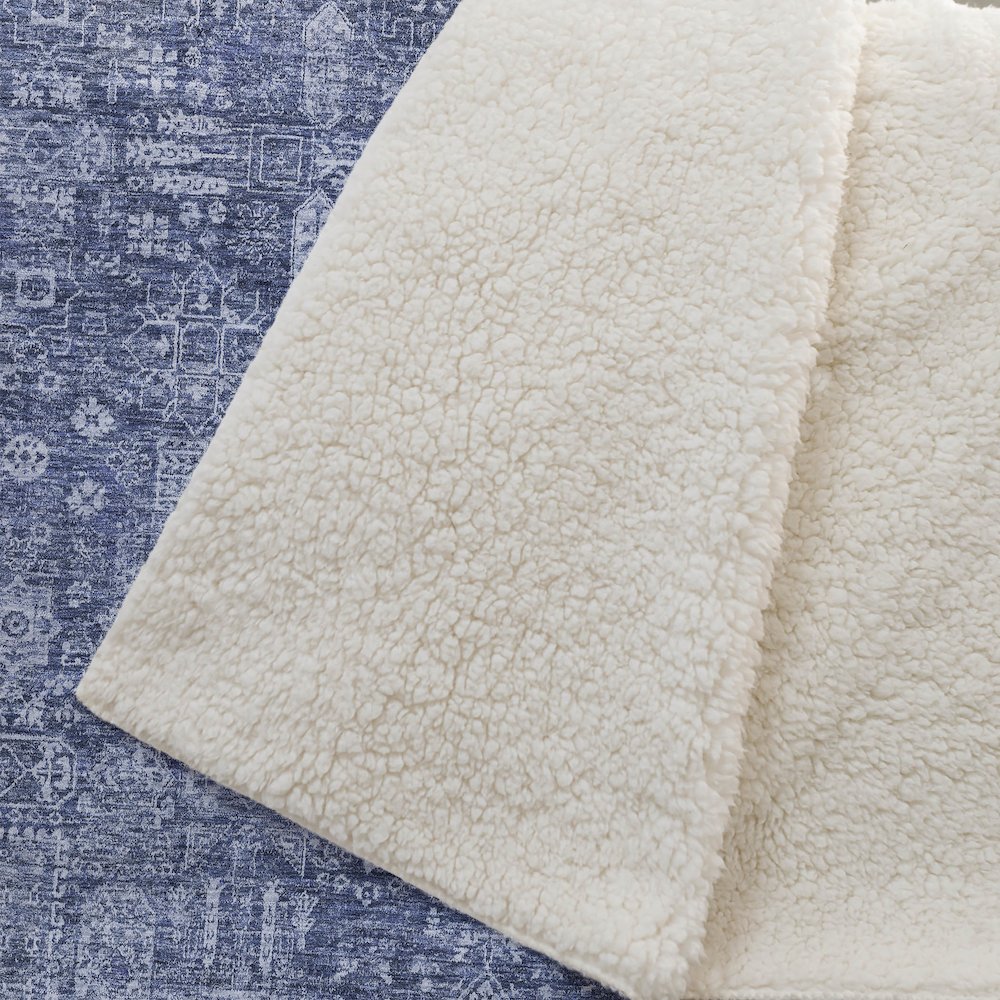 Premium Machine Washable ASB637 Navy 50" x 70" Sherpa Throw Blanket