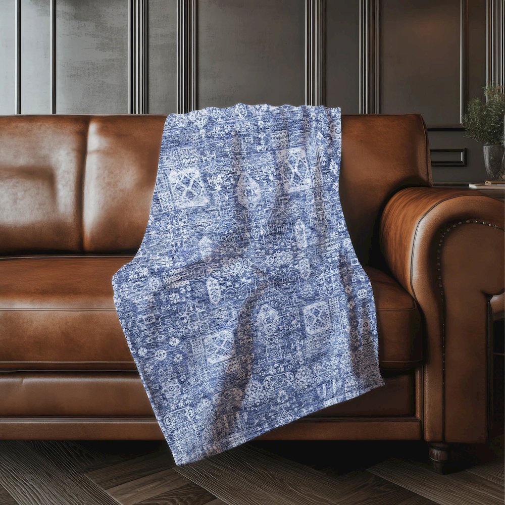 Premium Machine Washable ASB637 Navy 50" x 70" Sherpa Throw Blanket