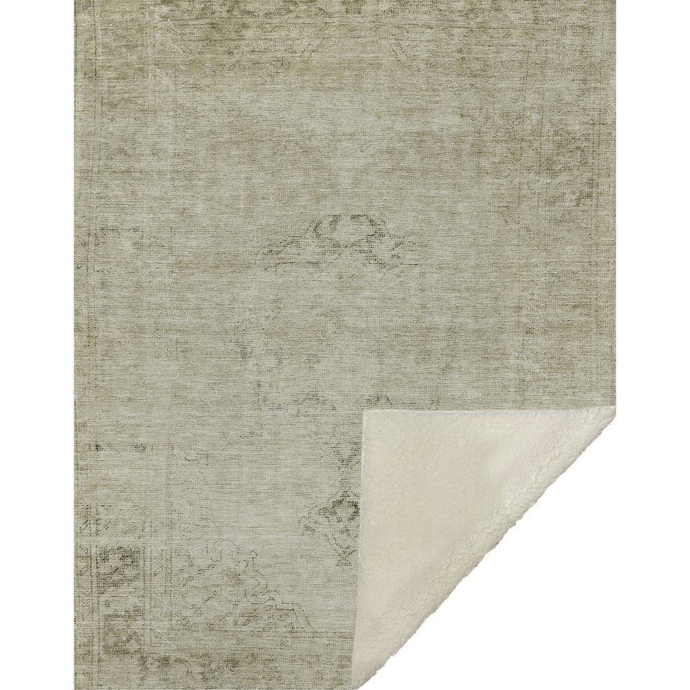 Premium Machine Washable ASB658 Beige 50" x 70" Sherpa Throw Blanket