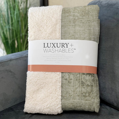 Premium Machine Washable ASB658 Beige 50" x 70" Sherpa Throw Blanket