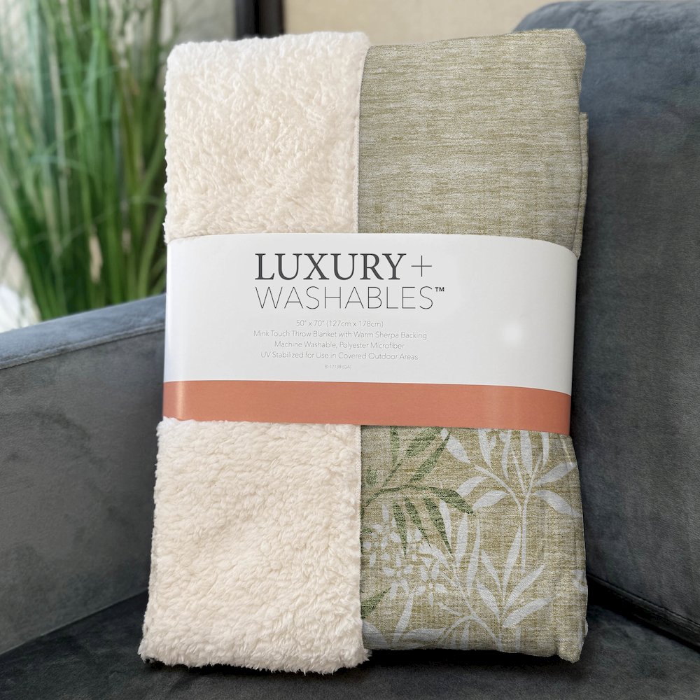 Premium Machine Washable ASB673 Khaki 50" x 70" Sherpa Throw Blanket