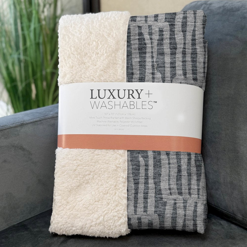 Premium Machine Washable ASB674 Charcoal 50" x 70" Sherpa Throw Blanket