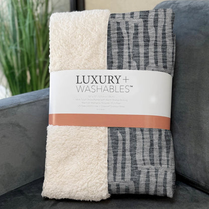 Premium Machine Washable ASB674 Charcoal 50" x 70" Sherpa Throw Blanket