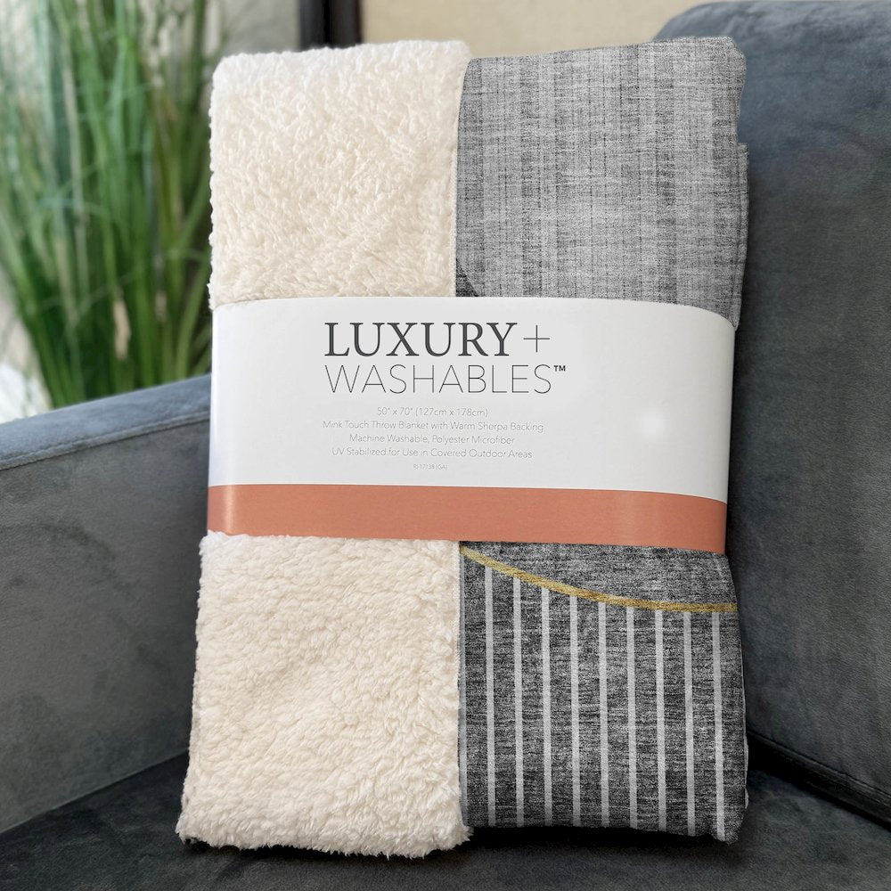 Premium Machine Washable ASB676 Charcoal 50" x 70" Sherpa Throw Blanket