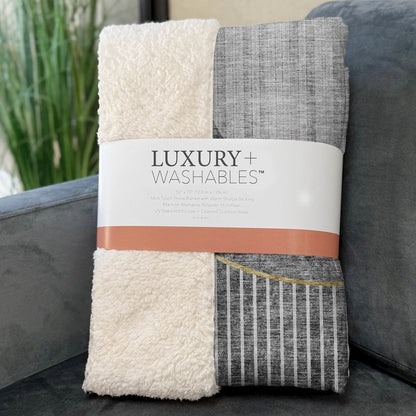 Premium Machine Washable ASB676 Charcoal 50" x 70" Sherpa Throw Blanket